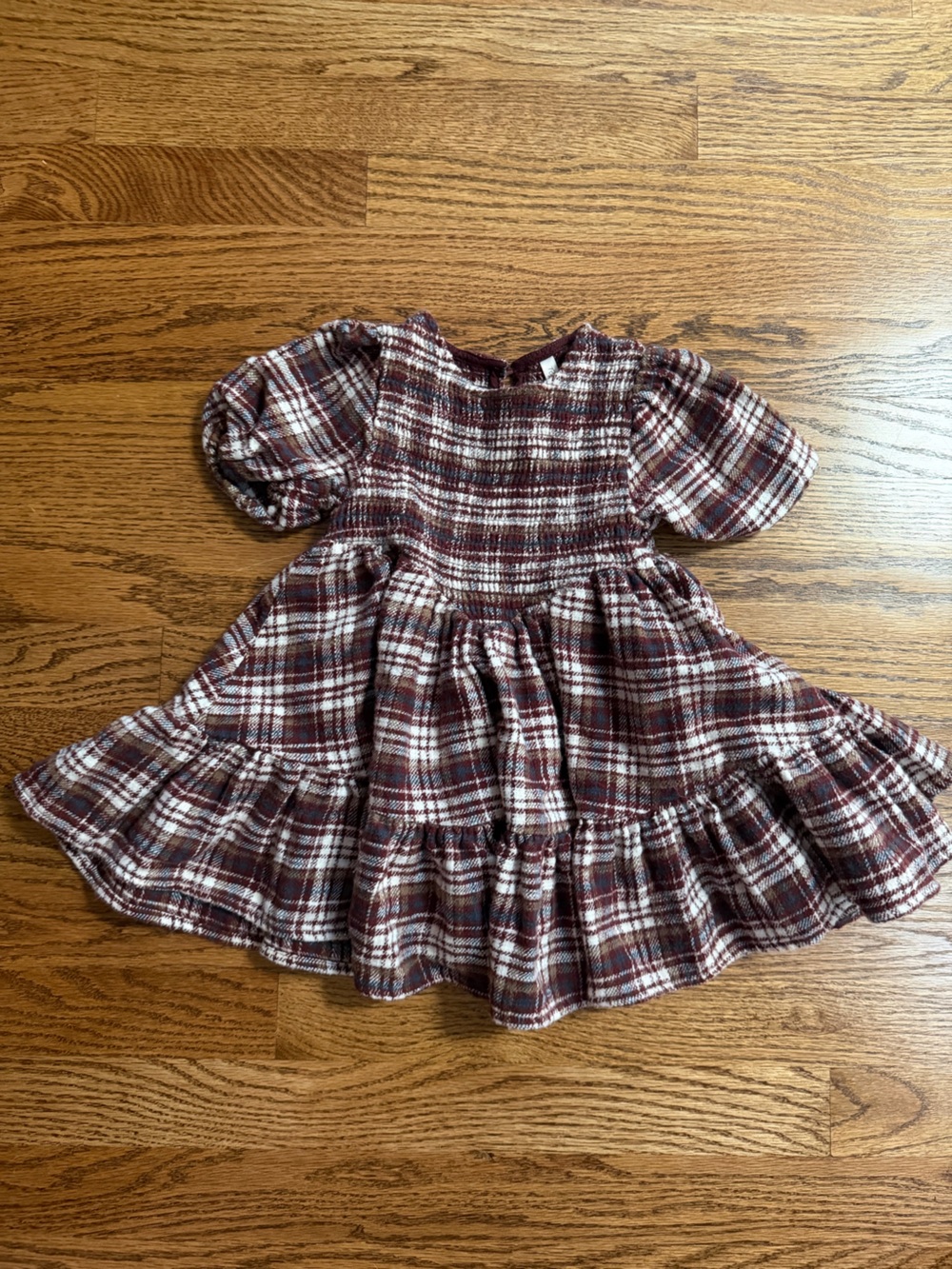Rylee + Cru India burgundy plaid dress